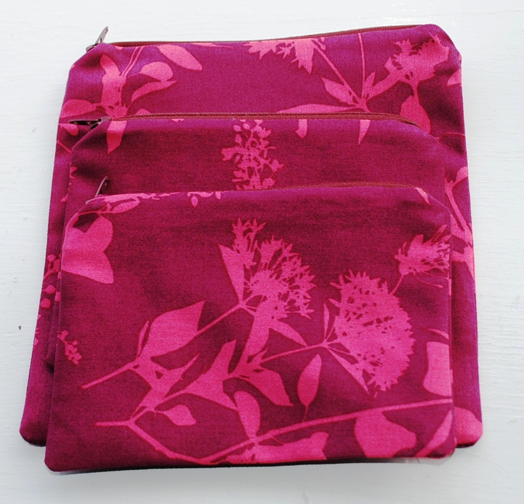 Handmade Reusable Sandwich Snack Bags Set of 3 Burgundy Joel Dewberry