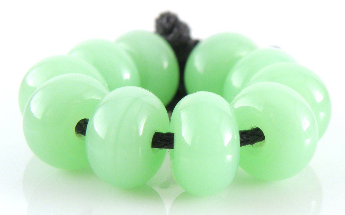 Opalino Nile Green Spacers - Handmade Lampwork Glass Beads - 5mm SRA (Set of 10 Spacer Beads)