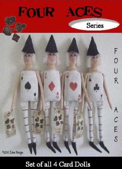 Four Aces -The Series- Primitive Folk Art Card Doll EPattern PDF ETSY