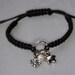 Black Macrame Bracelet with Ring and 3 Charms