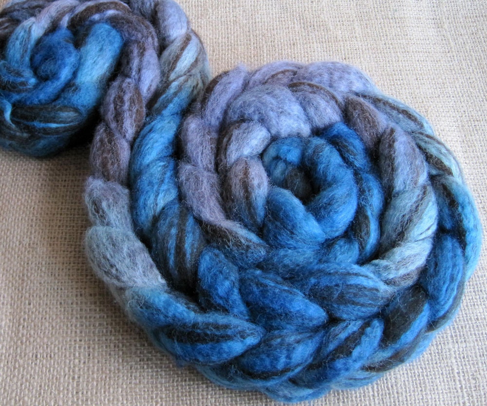 My Right Shin - Humbug BFL Fiber for Spinning or Felting - Hand Dyed Roving 4 oz
