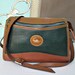 Vintage Dooney Bourke Green and Tan Purse All-Weather Leather Bag