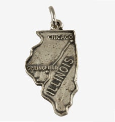 Vintage Sterling Silver State of Illinois Charm for Bracelet - Souvenir