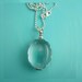 Glass Locket Necklace - Oval - 18 inch - Sterling Silver