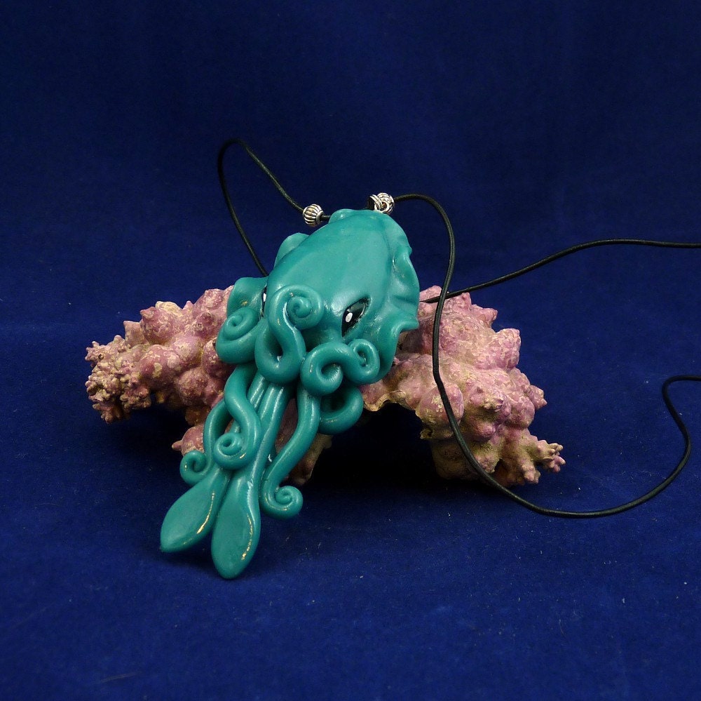 Tropical Sea Cuttlefish Necklace - Handmade Polymer Clay Jewelry
