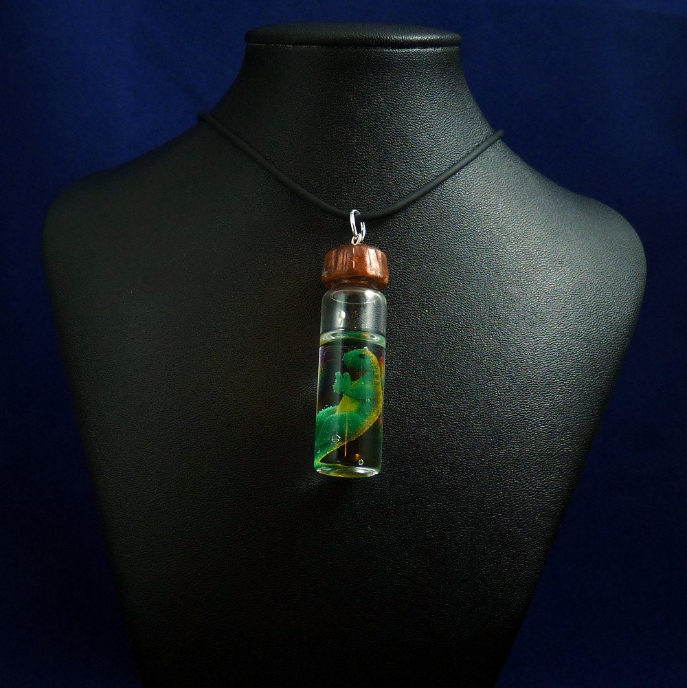 Velociraptor Specimen Jar Necklace - Handmade Prehistoric Jewelry