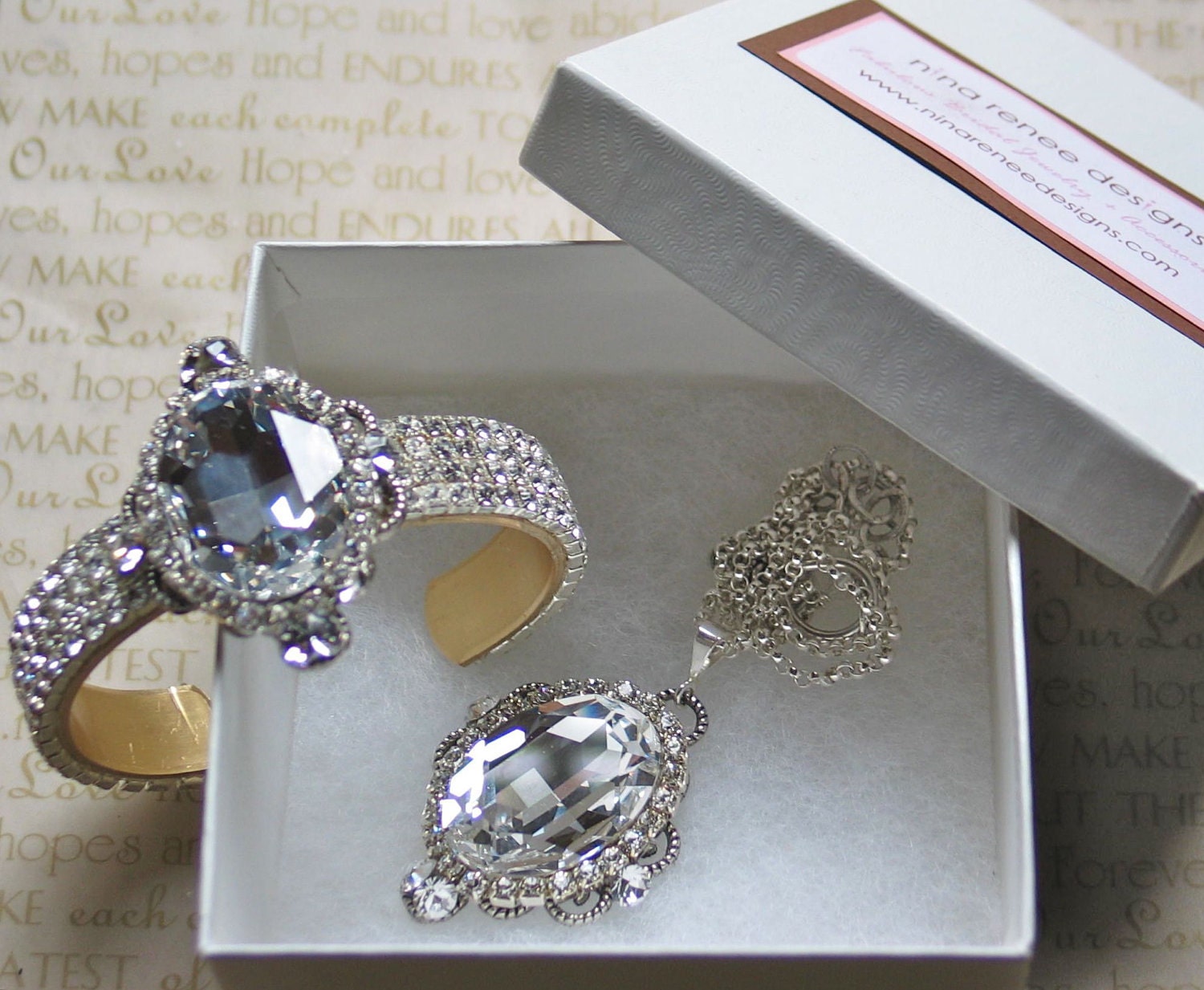 Vintage Glam Bridal Style Swarovski Cuff Bracelet - The Symone