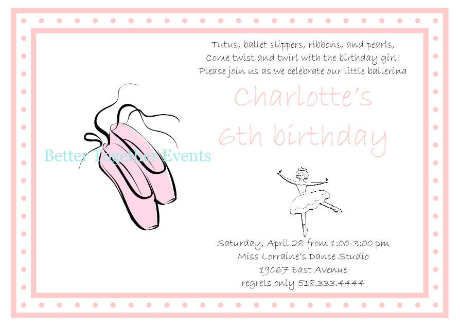 Printable DIY Ballerina Birthday Party Invitation