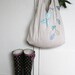 cotton market tote bag with blue leaves
