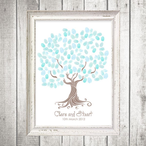 whimsical wedding tree fingerprint guestbook - printable file