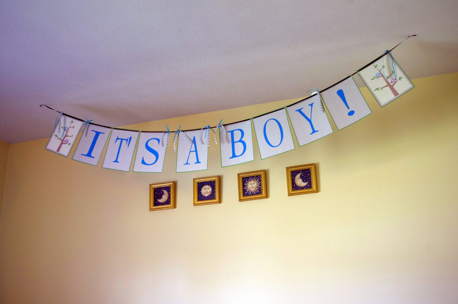 Printable DIY Owl Treetop Shower Birthday Name Banner