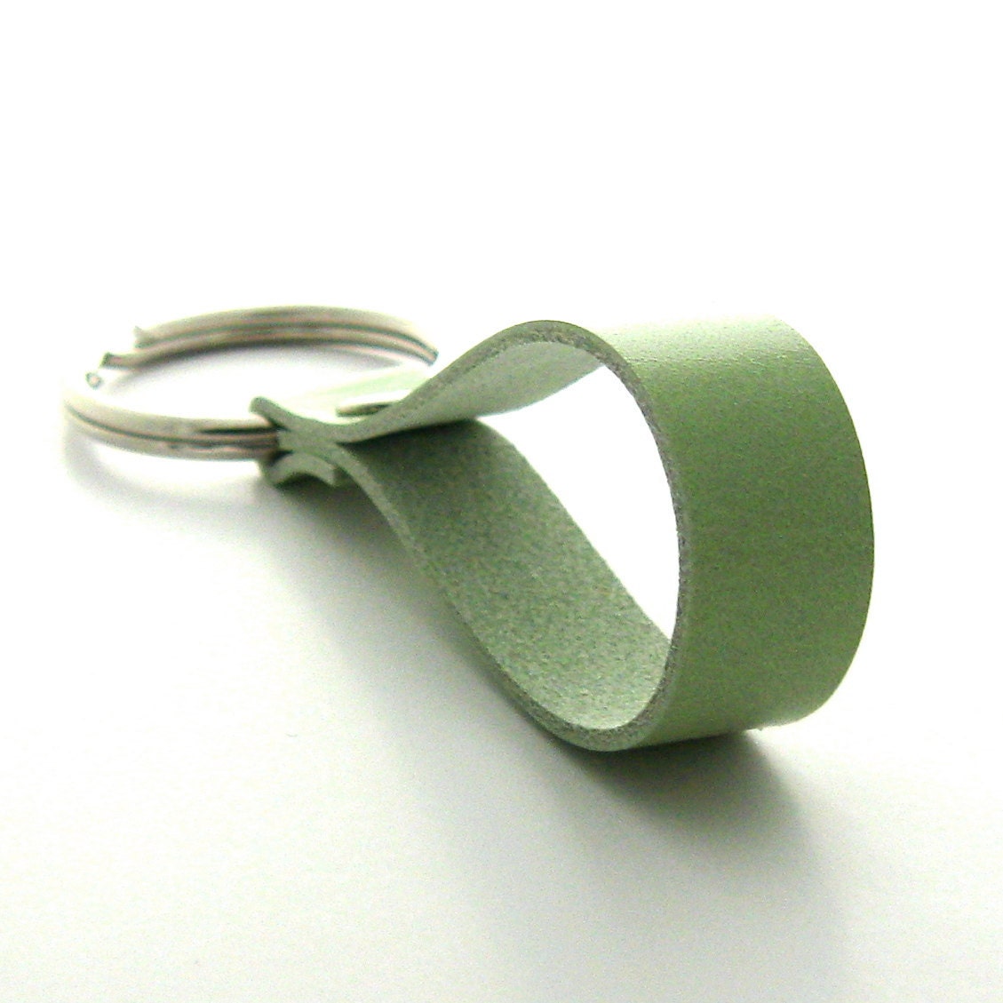 Pastel Green Leather Key Ring, A Spring Keychain