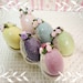 Half Dozen Colored Faux Easter Eggs, Hand Painted and Decorated in Display Dish, ECS, CSST