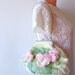 Felted purse wedding small Pink flower White Rose   under 75 spring