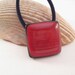 Red Fused Glass Ponytail Holder With Stripes