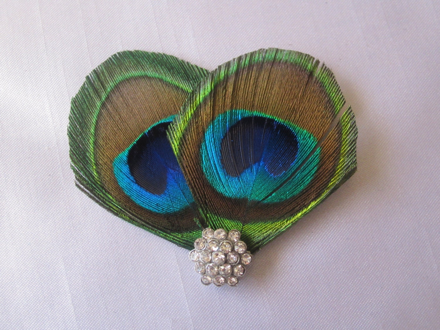 Set of 3 Bridesmaid peacock double feather hair fascinator, barrette, hair clip
