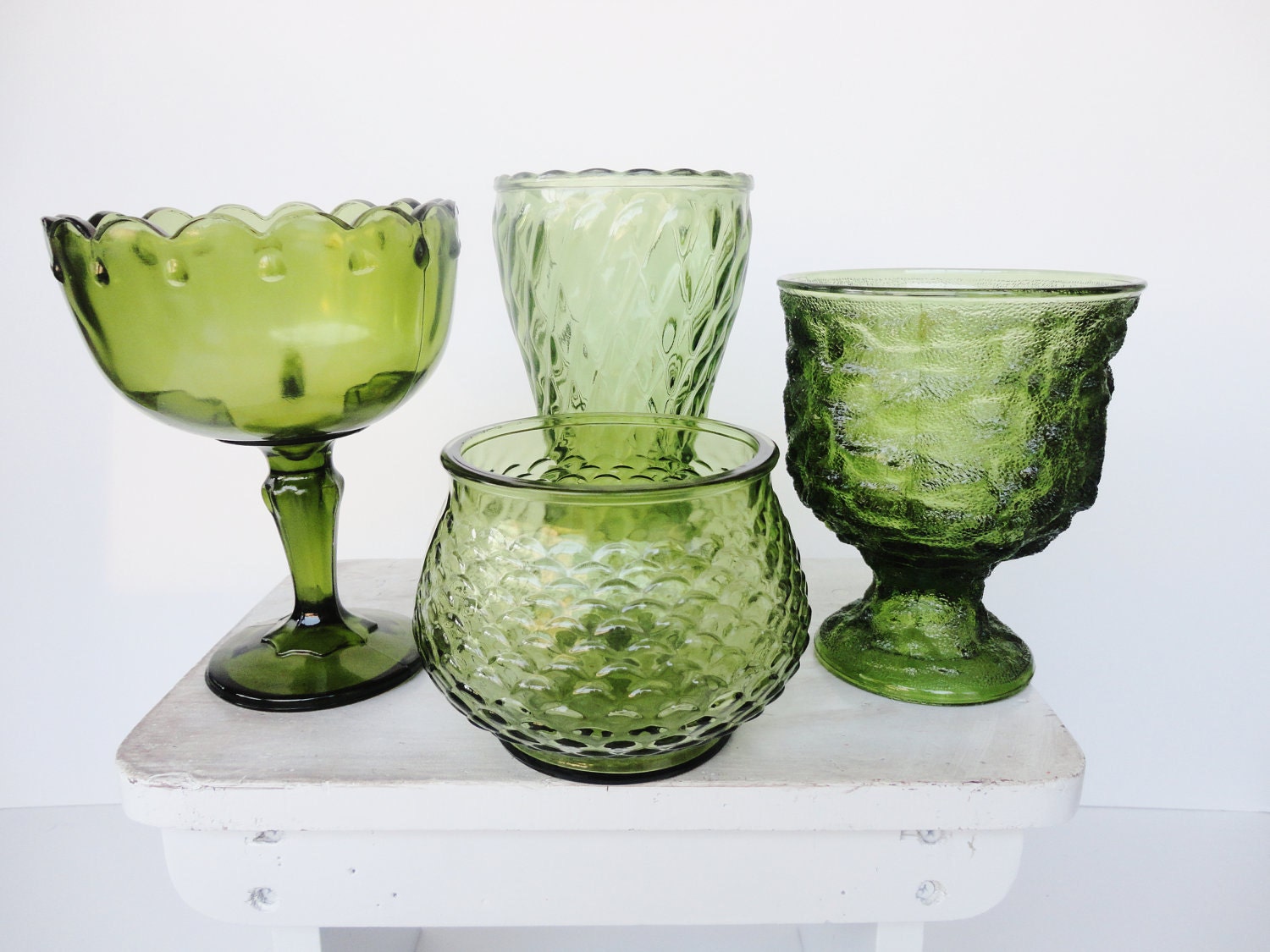 Green Glass Vases - Wedding Collection - Set No.07