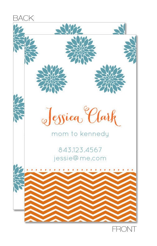 PRINTABLE - Mommy Calling Card, Mom Card, Business Card (Chevron Peoni)