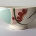Small ceramic bowl teal white red hand size starter dessert bowl