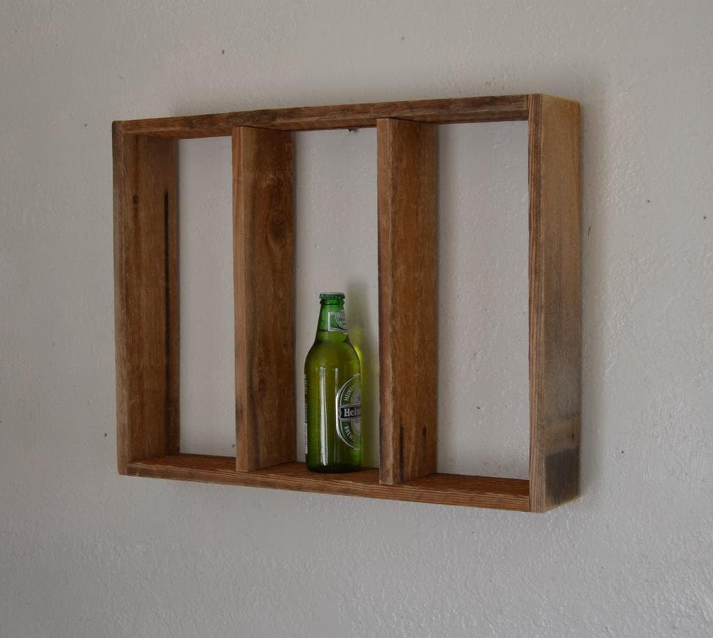 Simple eco friendly barnwood wall shelf  16 x 21