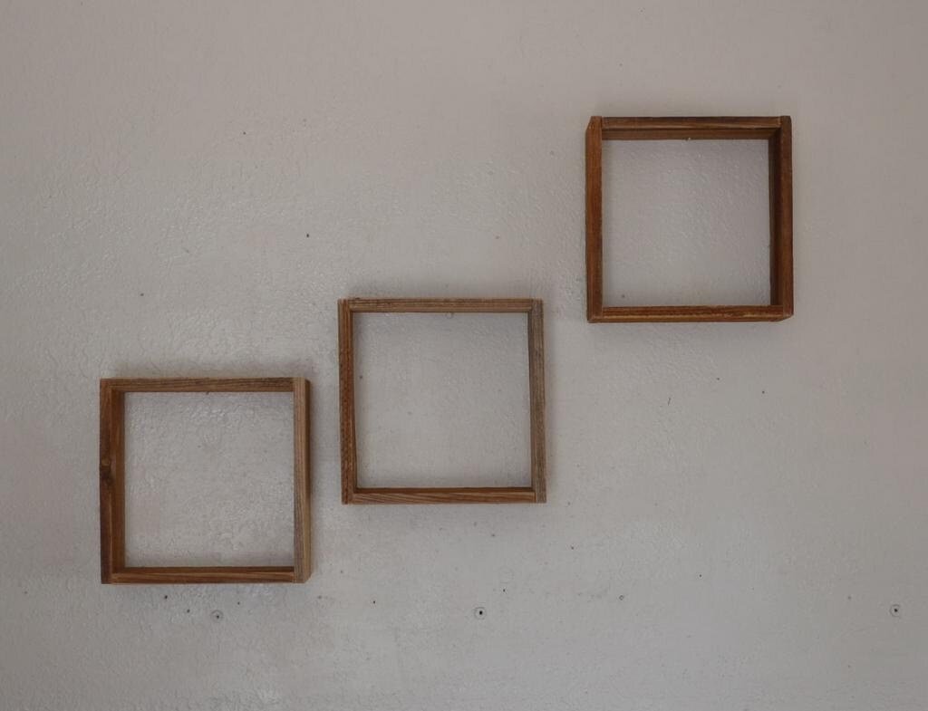 Eco chic reclaimed barnwood wall shelf shadow box style trio 9.75x9.75x3.75