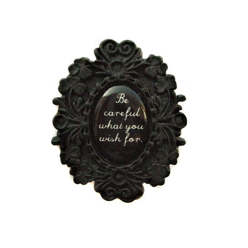 Be Careful What You Wish For Victorian Fairytale Black Charm Pin Brooch from Hoolala