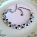 Destash - Vintage LISNER Necklace Blue AB Stones Textured Leaves