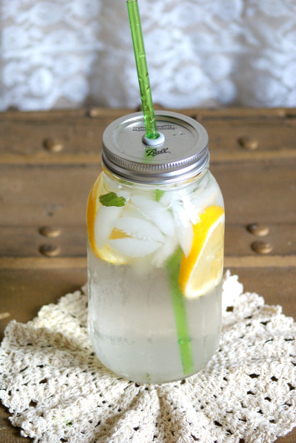 Large Mason Jar Tumbler - Go Green