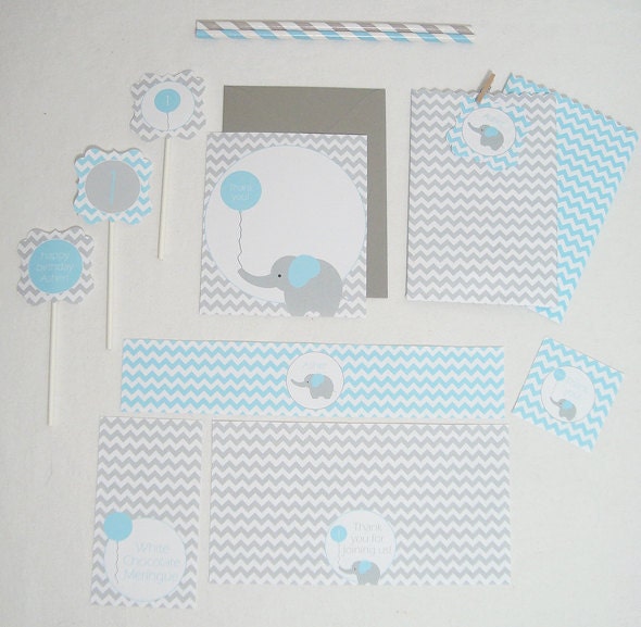 Baby Elephant Collection BLUE - DIY Printable Parties