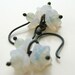 SALE Snow Flowers Earrings White Opalescent Flowers Charcoal Silver Dangle. Modern Floral Jewelry
