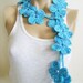 Crochet Scarf Aqua Blue Daisy Flower by AnatolianAccessories Crochet Scarf Aqua Blue Daisy Flower by AnatolianAccessories