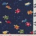 Japanese Fabric - Colorful Turtles/Tortoise on Blue, Half Yard