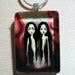 Dark Carnival Nostalgia Gothic Steampunk Necklace Twins Red Glass Pendant