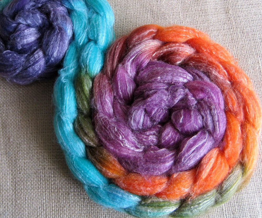 Bertie Bott's - Superwash Merino, Bamboo & Nylon Fiber for Spinning - Hand Dyed Roving 4 oz