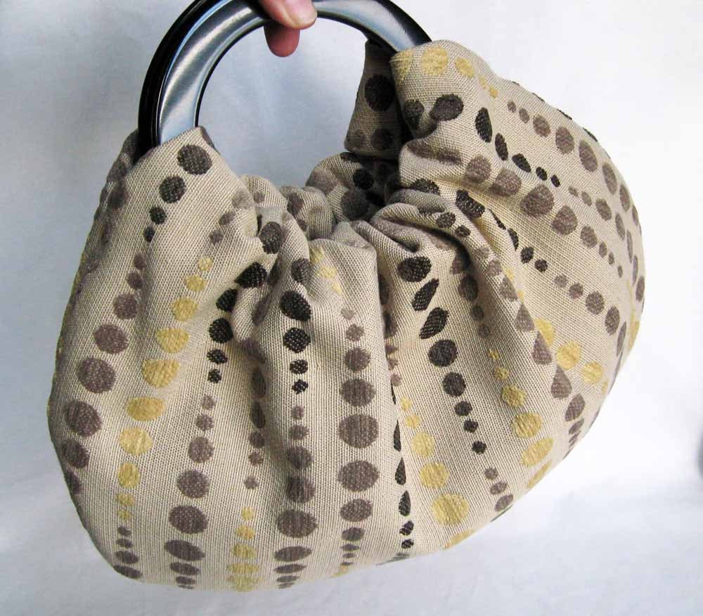 Raindrops Upholstery Remnant Handbag with Black Handles - Ready to Ship