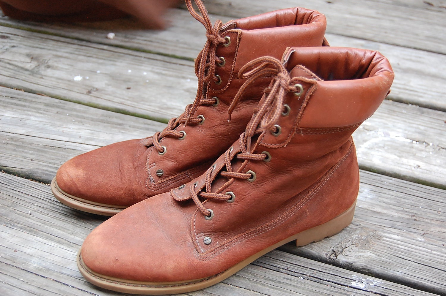 Vintage 80s Dolcis Brown Nubuck Lace Up Boots by MaidenhairVintage from etsy.com