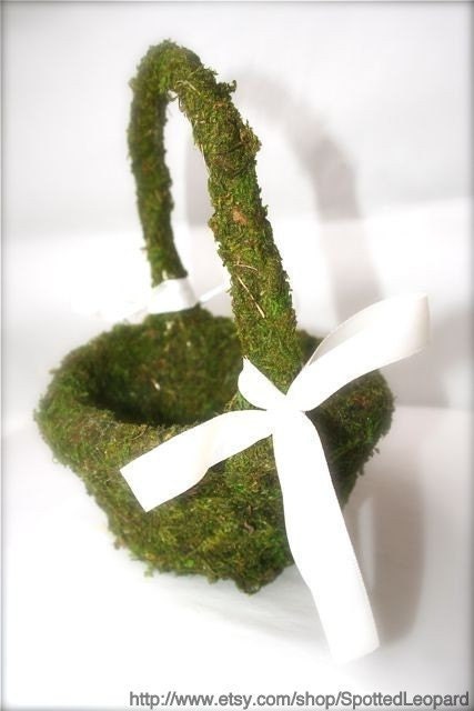 Moss Covered Flower Girl Basket