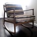 Rare Danish Modern Ib Kofod Larsen for Selig Mahogany Rocking Chair 1950s