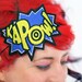 KAPOW Geek Headband, Blue and Yellow, Embroidered Headband