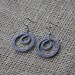 Grey Drop Hoop Tatted Flower Earrings - Silver Hand-Knitted - Huang Nan