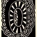 O is for the letter O. Linocut