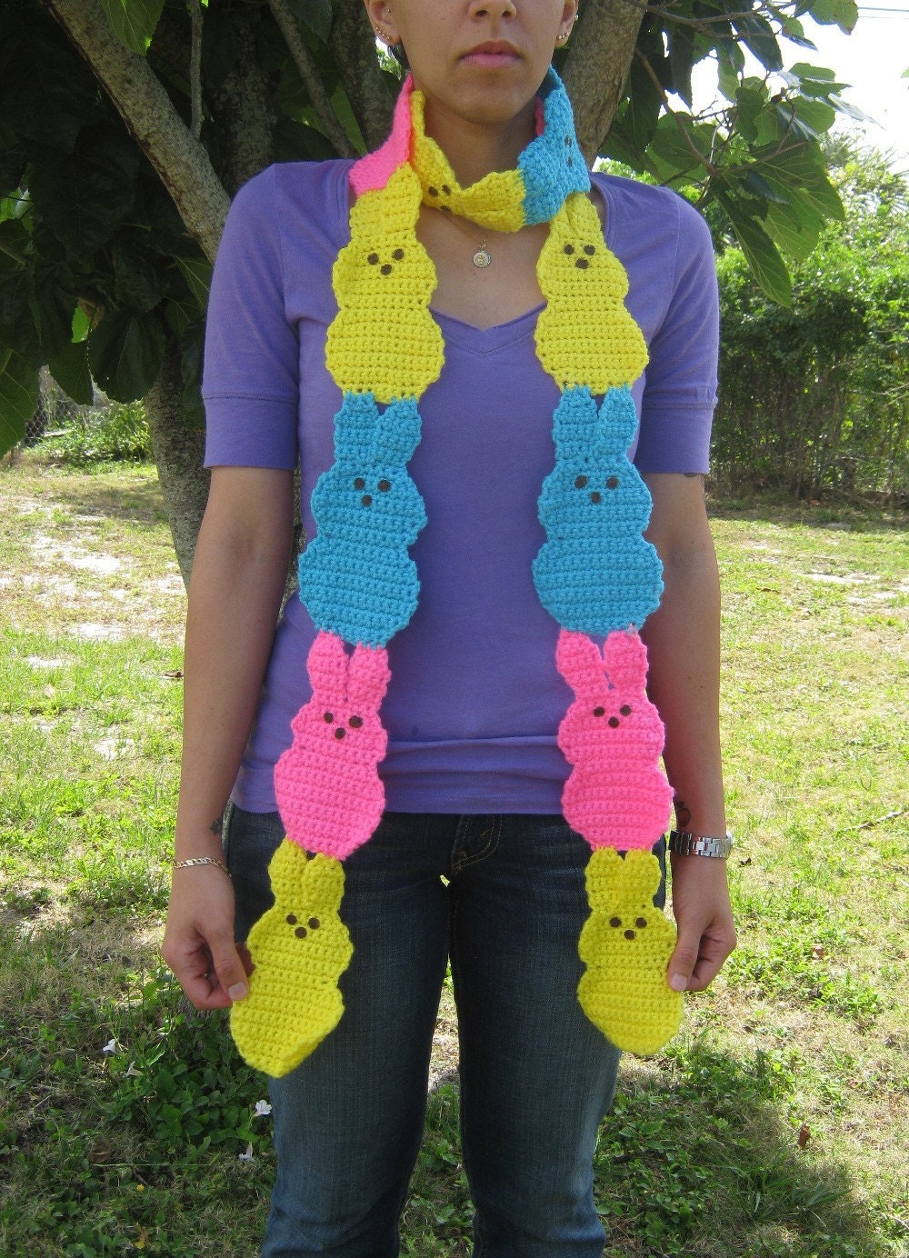 Show me your peeps pink blue and yellow peeps bunny by PinkFrog4U from etsy.com