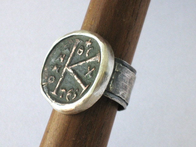 Ancient Coin Ring, Byzantine - Justin II and Queen Sophia