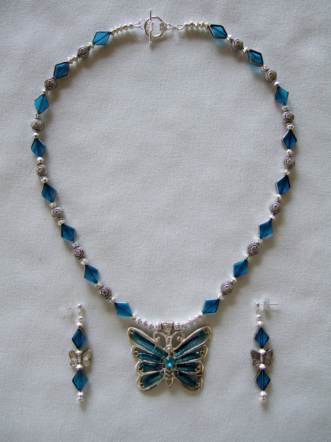 OOAK Fashion Beaded Necklace Vintage Butterfly by JewelrybyIshi