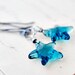 Starfish Earrings Teal Blue Swarovski Crystal Sterling Silver Oxidized Beach Nautical Ocean Fashion