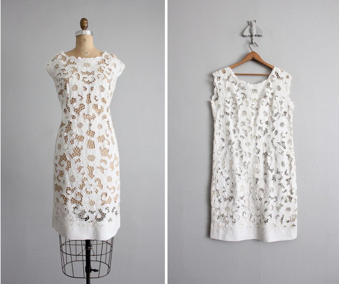 RESERVED 1960s vintage cut out floral linen dress