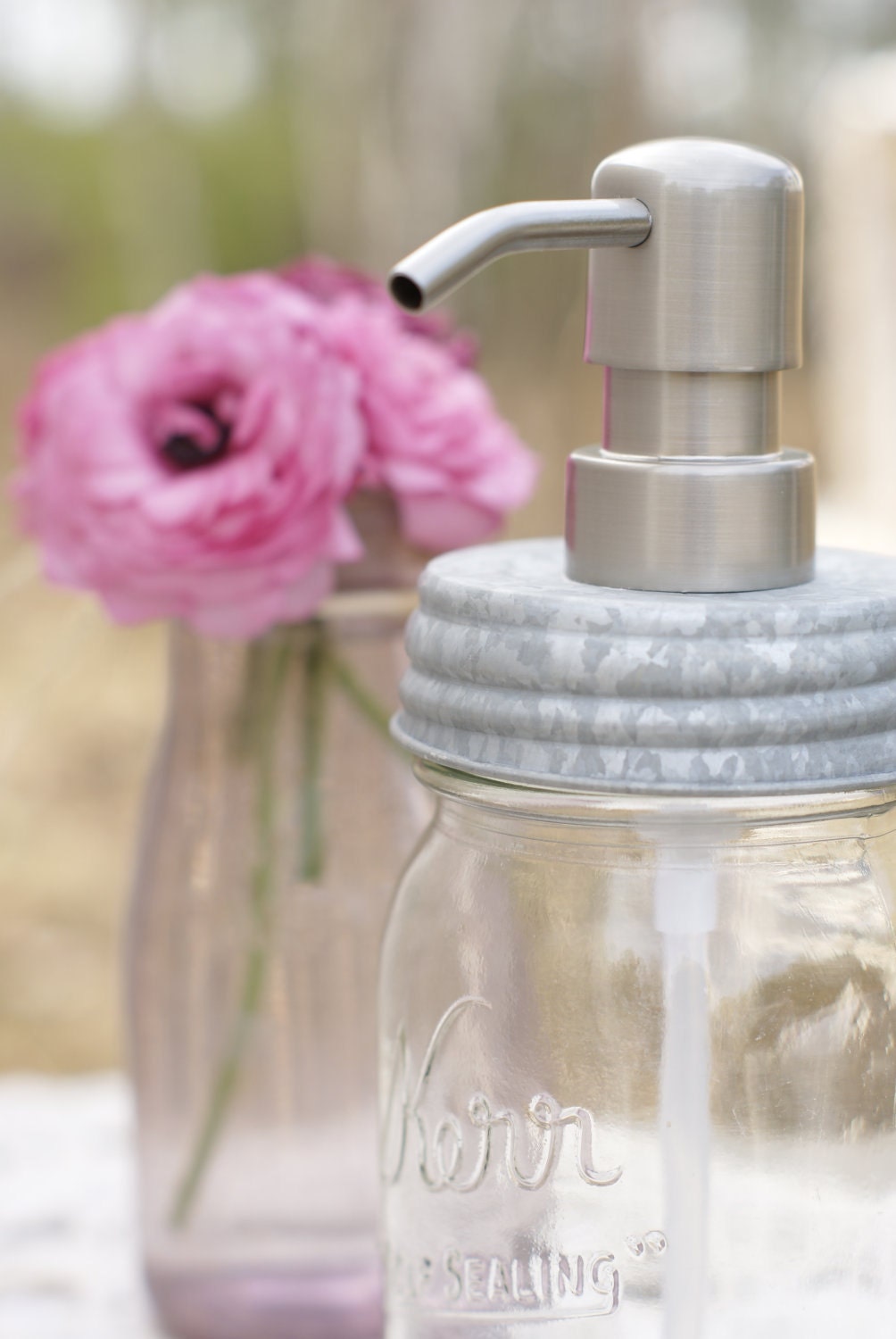 Clear Pint Mason Jar Soap Dispenser