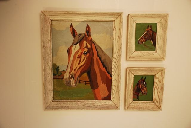 Vintage Paint by Number Horses, Set of Three Paintings