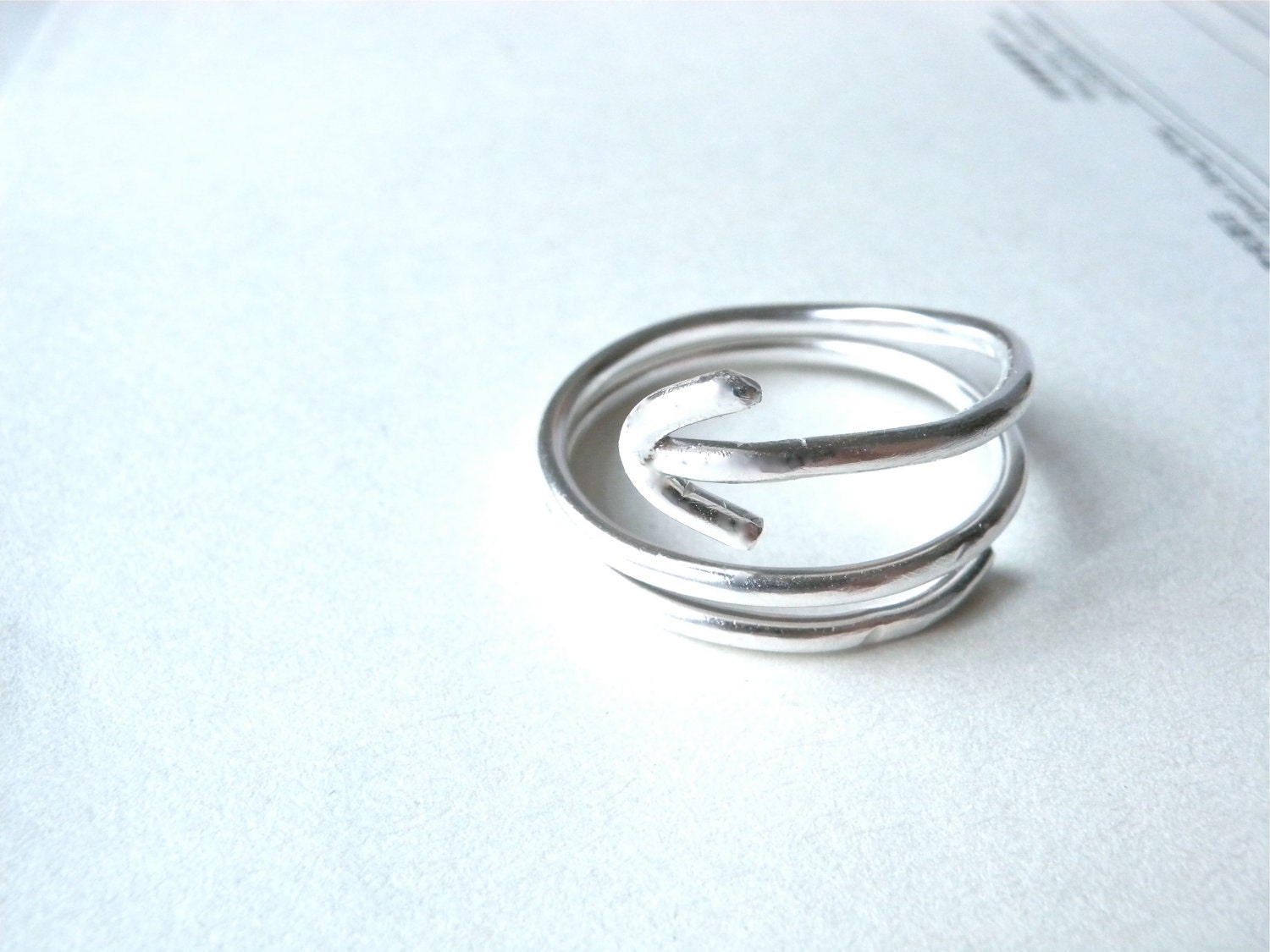 THE WAY Arrow Silver Ring  long arrow swirl by ChristianJessie