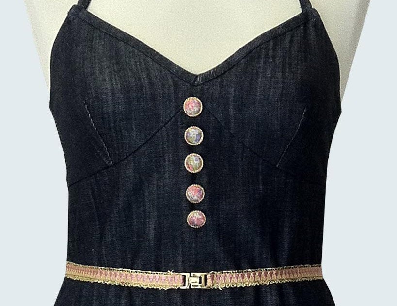 flamingo - the most flattering summer dress - denim cotton dress w/ belt